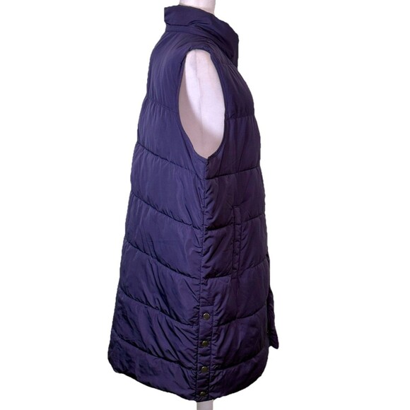 Women's Navy Longline Quilted Puffer Vest Outerwear Casual Missing Hood Size XL - Picture 4 of 10
